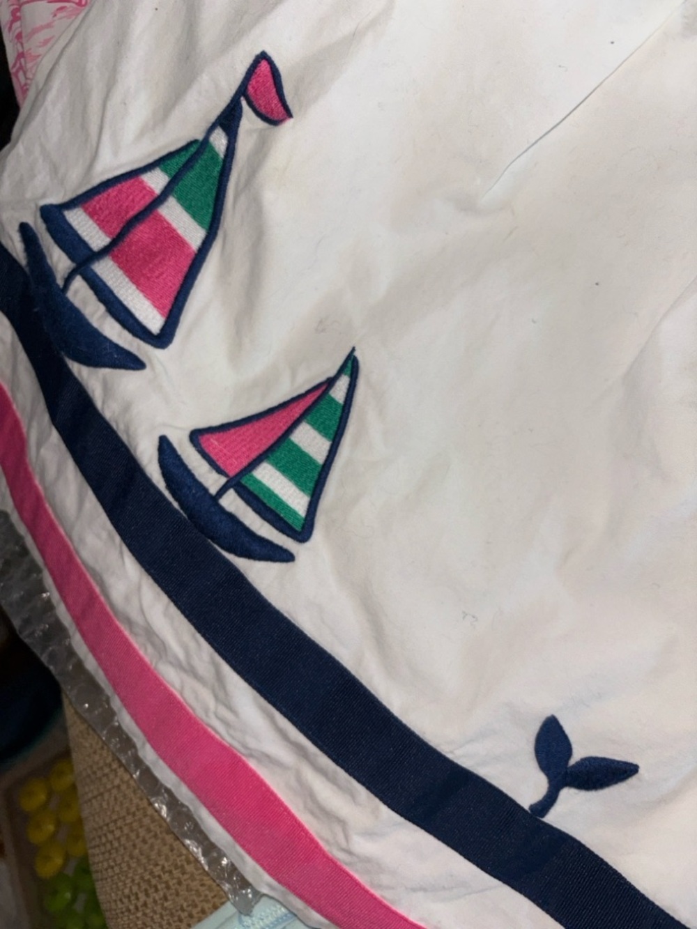Gymboree White Dress with Pink and Navy Sailboat Trim - Picture 4 of 5